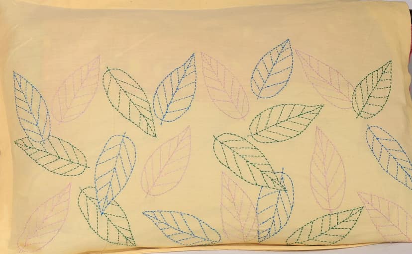 Embroidered Leaf Pillowcase - Nature Inspired Bedding