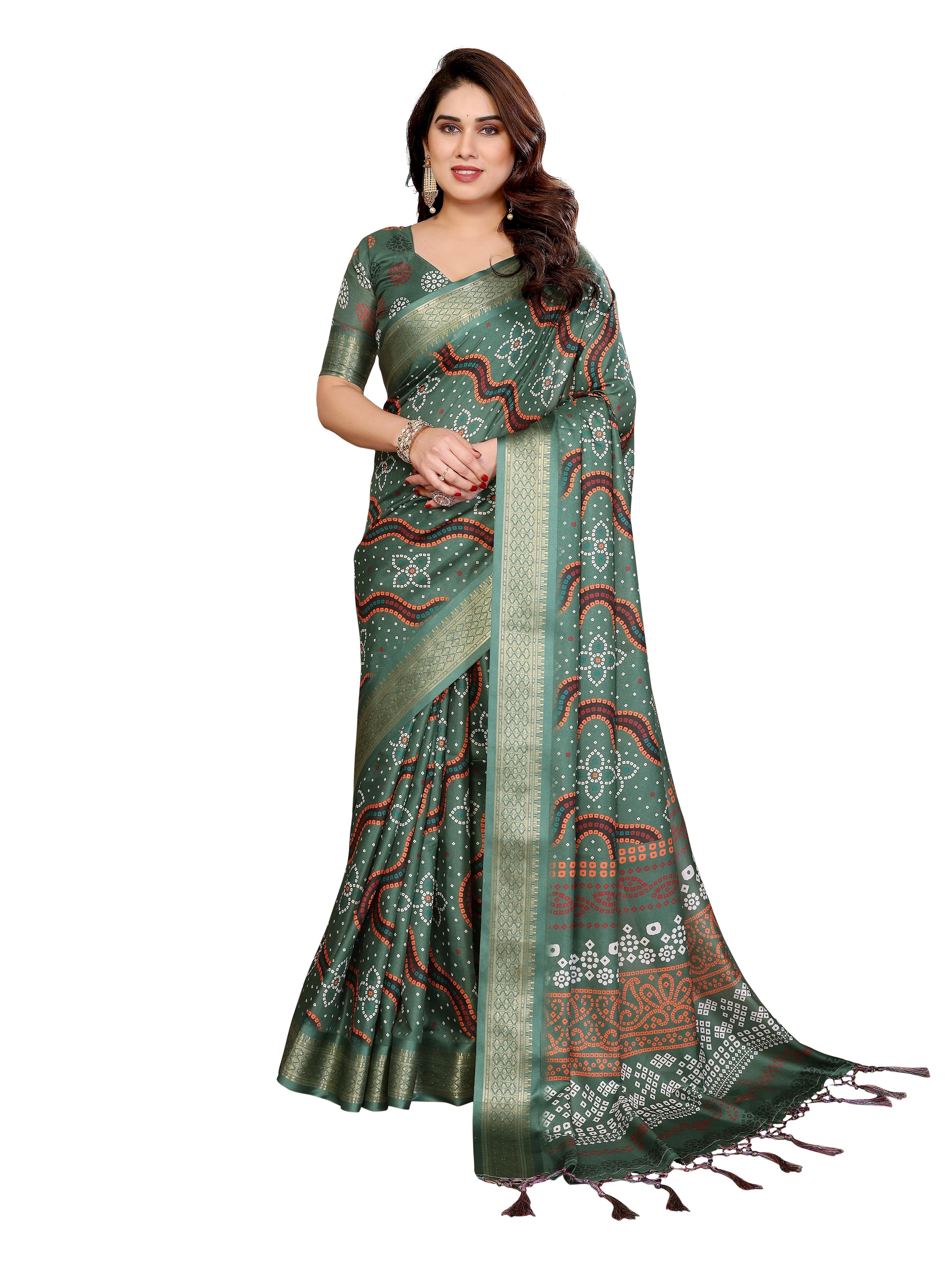 Premium Soft Cotton Silk Bandhej Print Saree