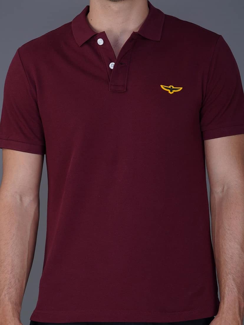 Solid Polo Shirt-POMEGRANATE view 5