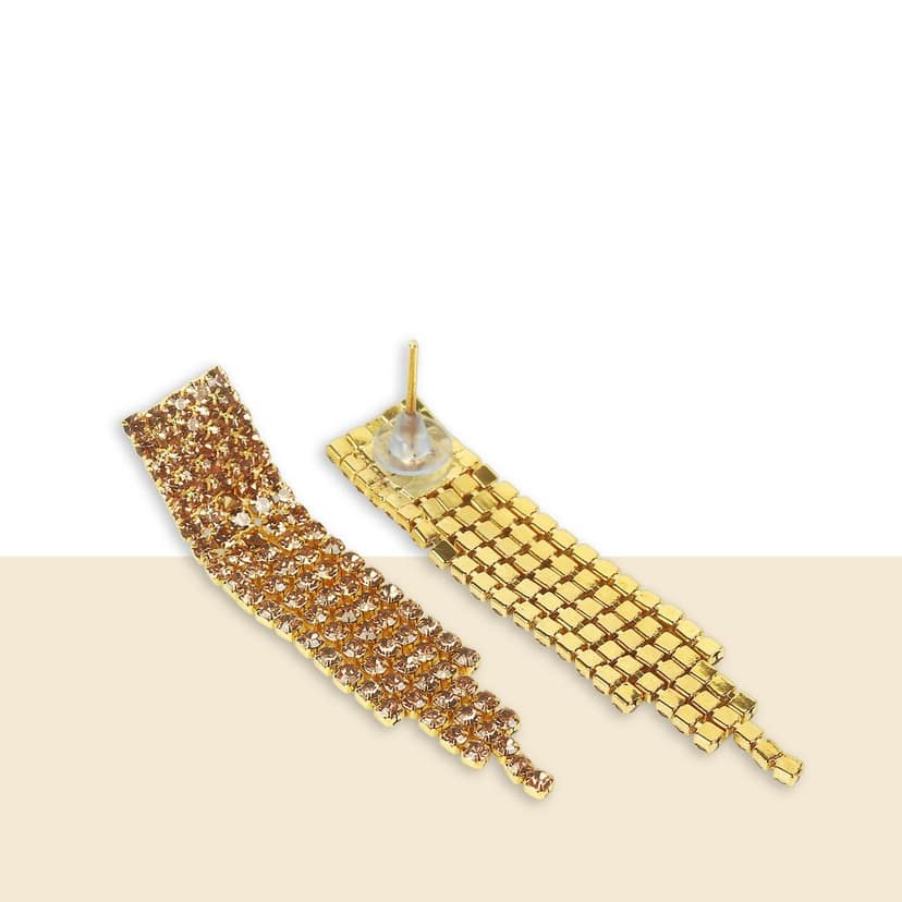 Gold Plated American Diamond Designer Stud Earrings for Women & Girls view 2
