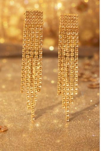 Gold Plated American Diamond Designer Stud Earrings for Women & Girls view 4
