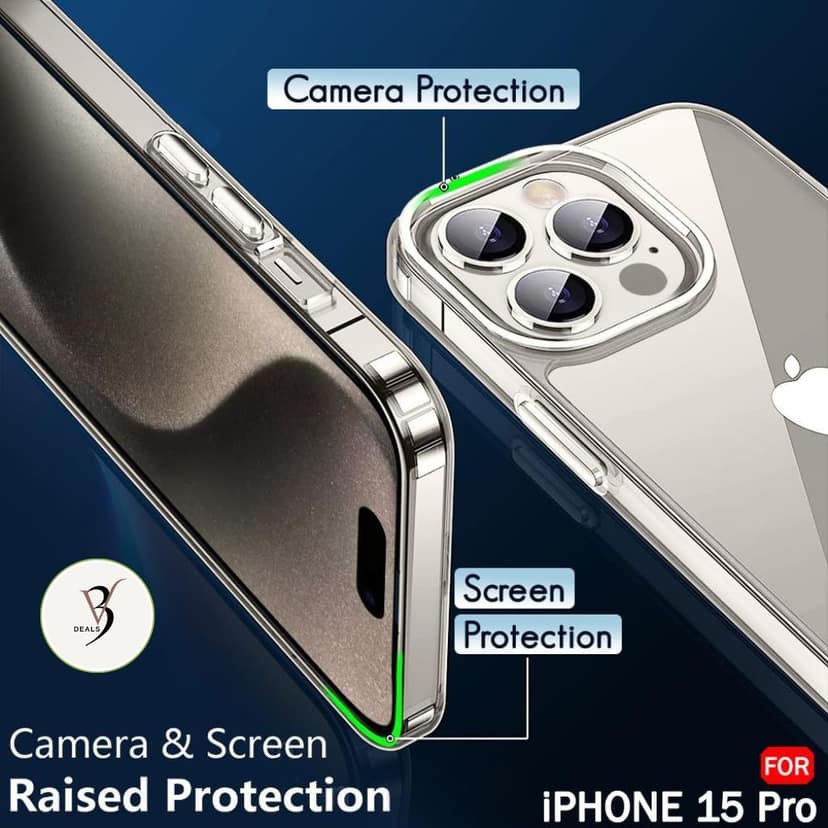 V3Deals Shockproof Transparent Case Compatible with iPhone 15 Pro | Hard Poly Carbonate Protective Back Cover | Military Drop Tested | Wireless Charging Support (iPhone 15 Pro) view 6