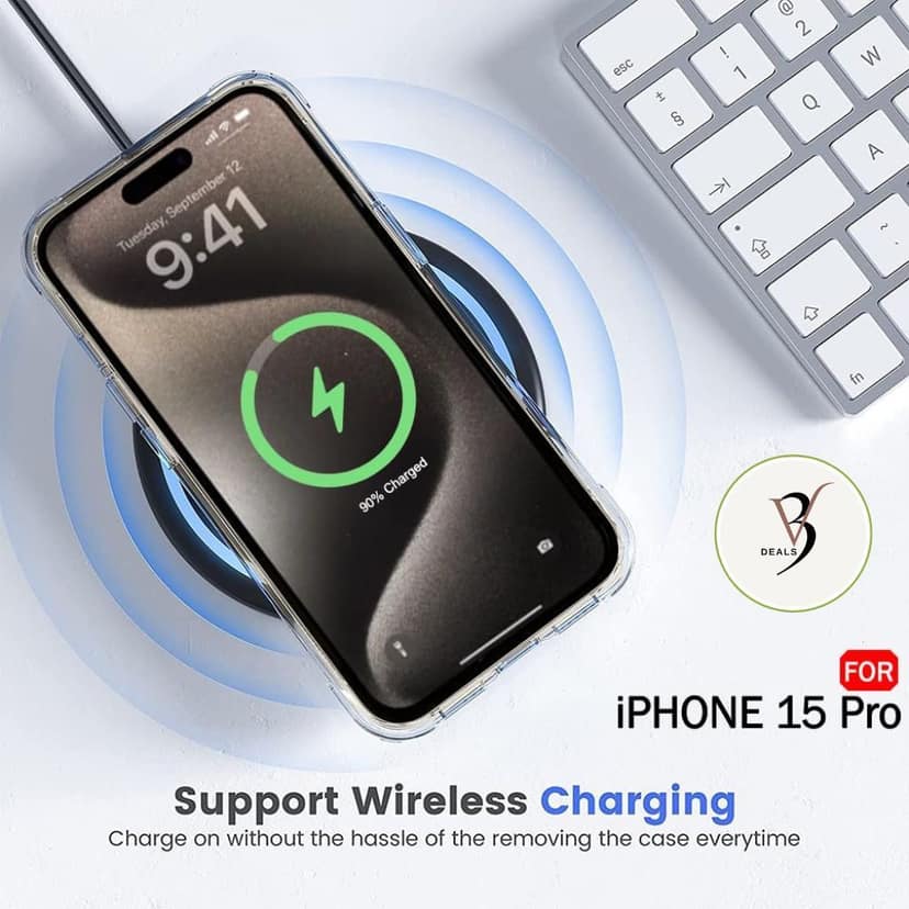 V3Deals Shockproof Transparent Case Compatible with iPhone 15 Pro | Hard Poly Carbonate Protective Back Cover | Military Drop Tested | Wireless Charging Support (iPhone 15 Pro) view 8