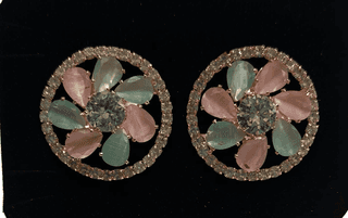 Round Cubic Zirconia Flower Earrings