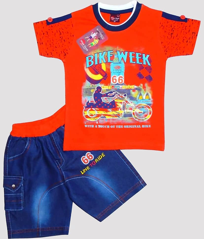 Wise Guys Pack of 1 Baby Boys Cotton Blend T-Shirt & Shorts ( Orange )