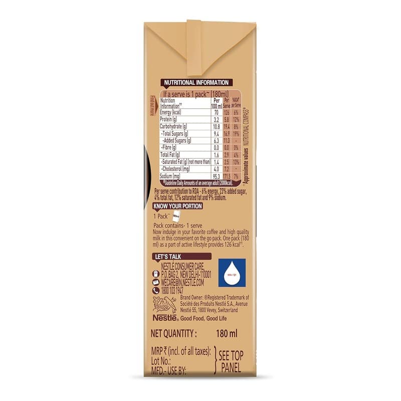 Nescafe Ready To Drink Coffee Flavoured Milk, Iced Latte, Tetra Pack, 180 Ml view 4