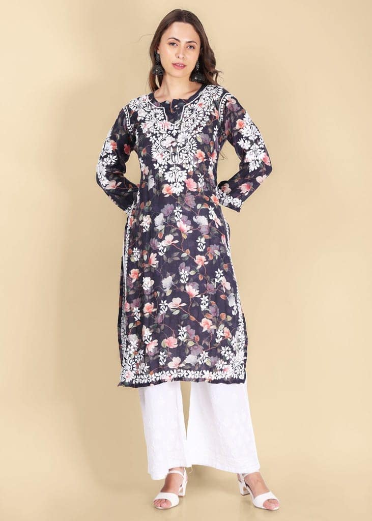 Nazneen Rayon Flared Plazo Gulab Pattern view 6
