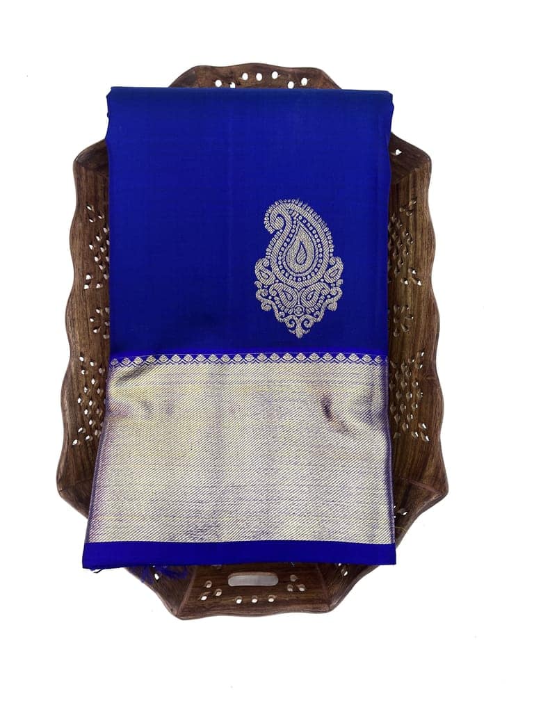 Admiral Blue Color Pure Kanjivaram Silk Saree