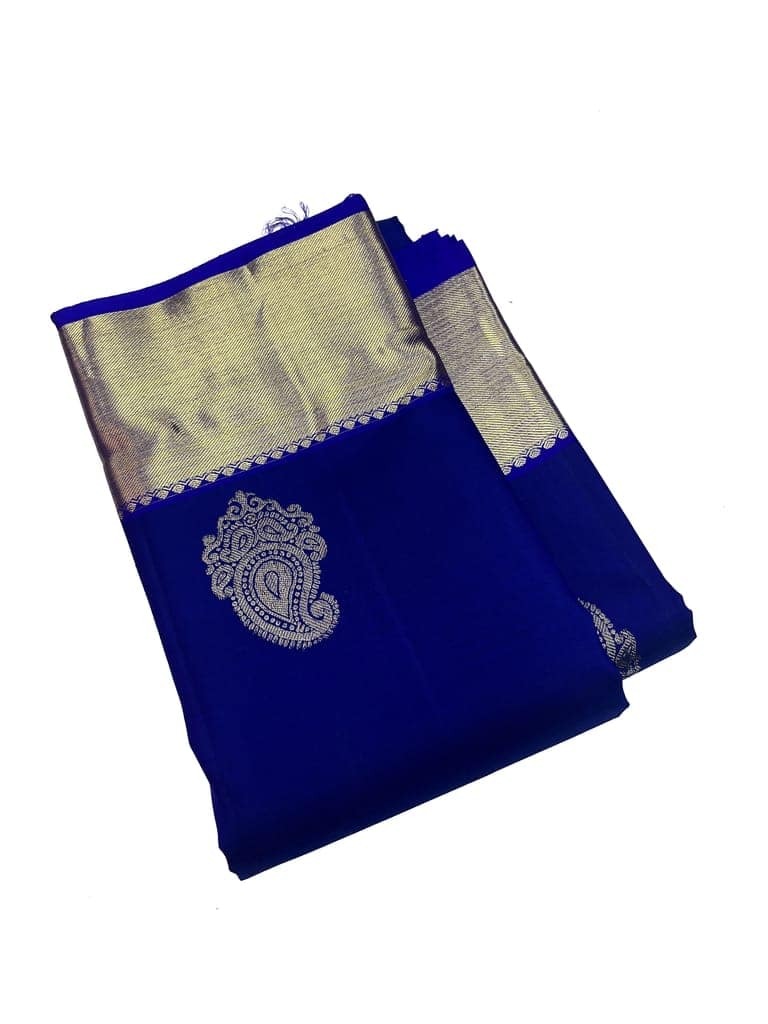 Admiral Blue Color Pure Kanjivaram Silk Saree view 2