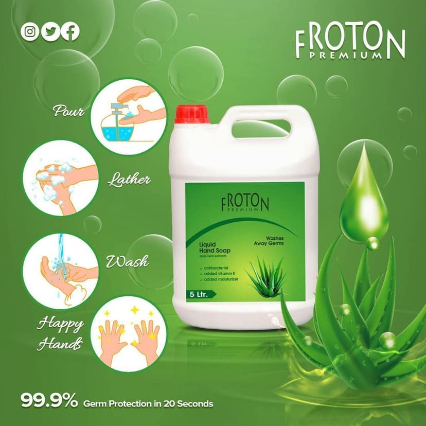 Froton Handwash Gel aloevera 5 ltr Can view 3