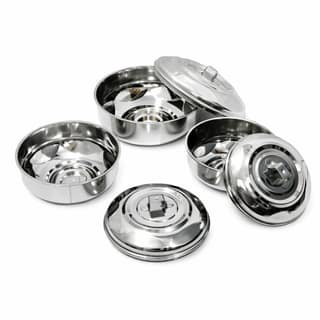 Trishav Stainless Steel Multipurpose Container Set with Lid (Set of 3) Mirror Finish | Freezer Safe | Food Grade