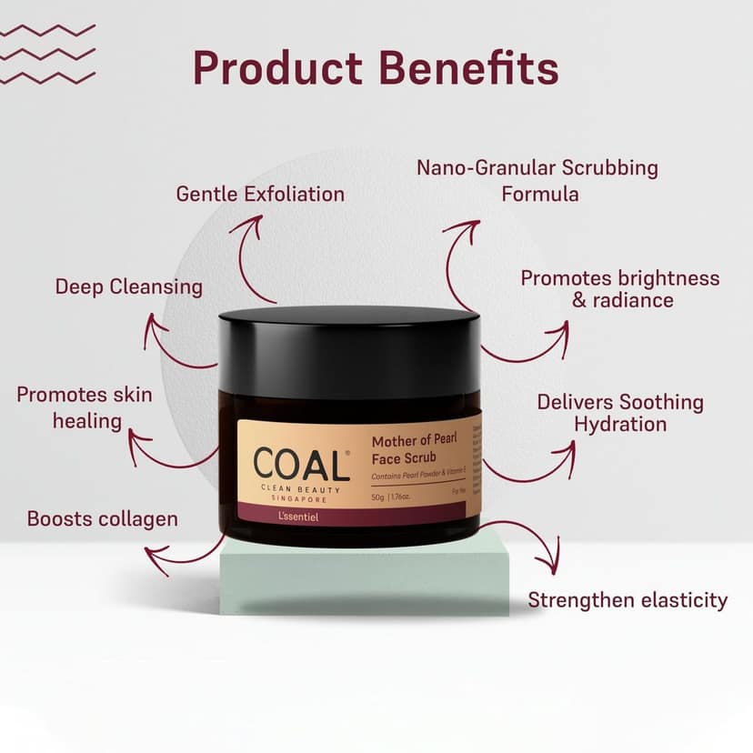 COAL Clean Beauty Mother of Pearl Face Scrub with Pearl Powder & Vitamin E | Exfoliates, Removes Dead Skin & Renews| Women | All Skin Types | 50g view 4