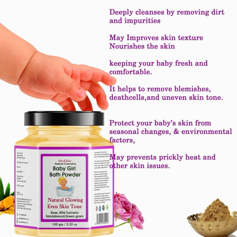 Baby girl bath powder Natural Glow & Even skin Tone view 2