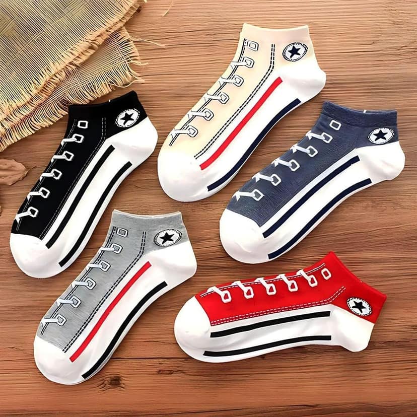 Socks Carving Pack of 5 Multicolour Unisex Ankle Length Socks, Made With Durable & Breathable Cotton, Free Size, Urban Shoe Edition, Suitable for all Season, Soft & Breathable, Daily Use view 6