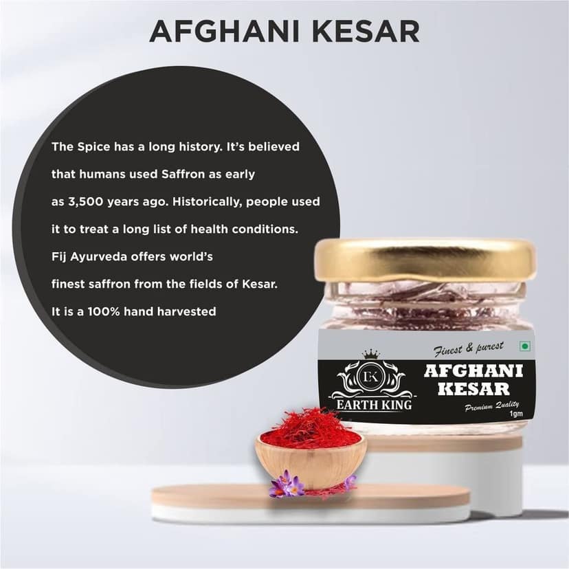 EARTH KING Natural & Pure Finest A++ Grade Afghani Kesar Thread Saffron/Keshar/Zafran/Jafran for Biryani & Cooking � 1GM view 2