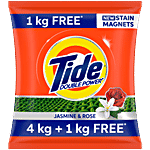 Tide Detergent Washing Powder - Jasmine & Rose, Extra Power, Tide, 5 Kg (4 Kg Pack + 1 Kg Pack Free)