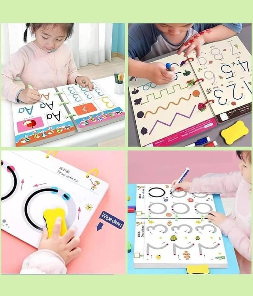Reusable Magic Practice Copybook Kit for Kids, Writing Practice And Pen Control Workbook Set, Educational Learning Drawing Book, Lines, Shapes, Pattern For Montessori, Home, Preschool view 2