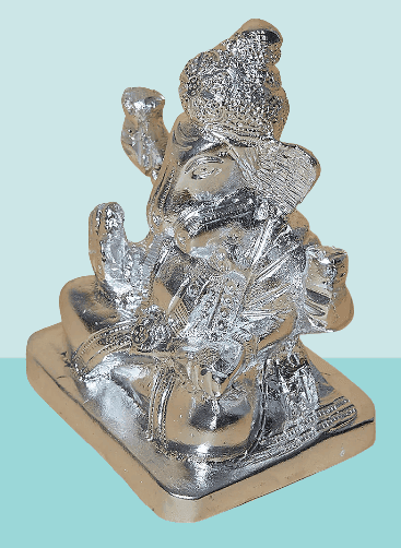 Silver Metal Ganpati Idol view 2