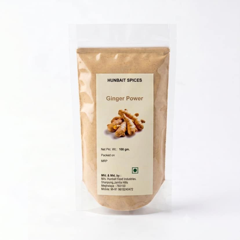 Hunbait Spices Combo: Lakadong Turmeric Powder (100g) & Ginger Powder (100g) - 200 gm - Two 100g packets view 4