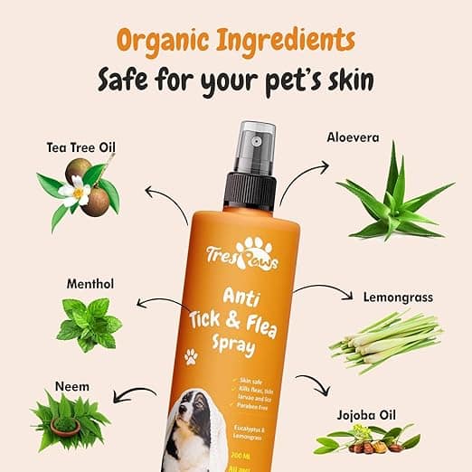Trespaws Tick & Flea Dog Spray - 100% Natural - Natural Tick & Flea Spray for Dogs and Cats, Gentle on Skin, ensures Healthy Coat in Dogs & Cats, 200 ml view 2