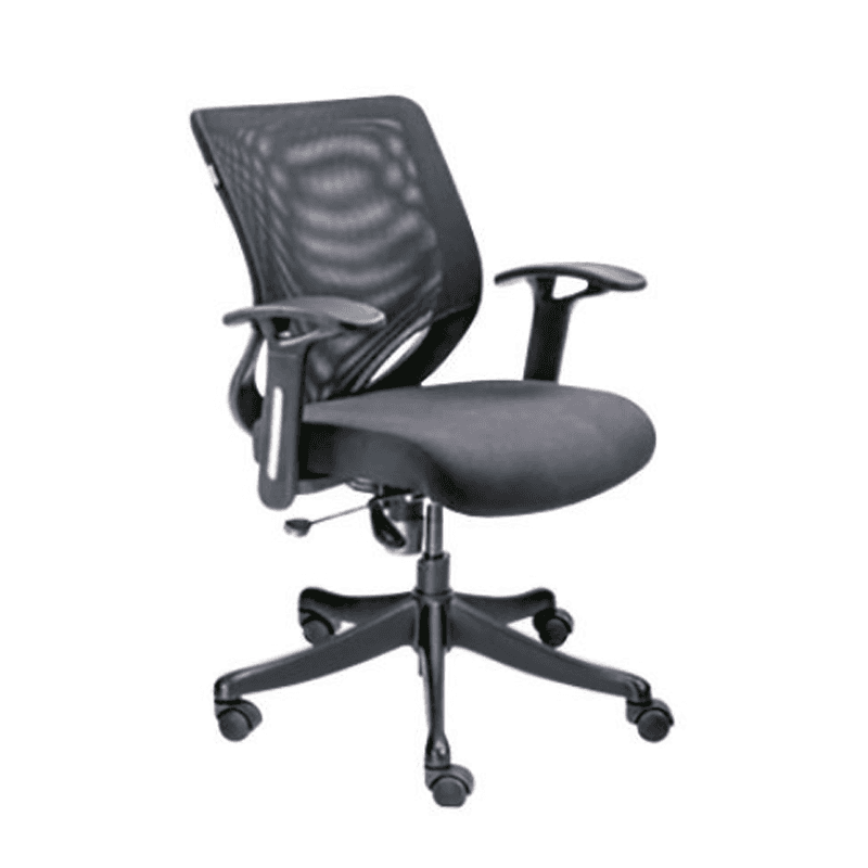 Set with Net - Back In Mesh, Fabric Seat, Fixed Arm, Nylon Base & Castor (CS-M14-MB)