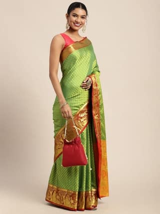 Women's Pure Banarasi Silk Woven Saree With Unstiched Blouse Piece