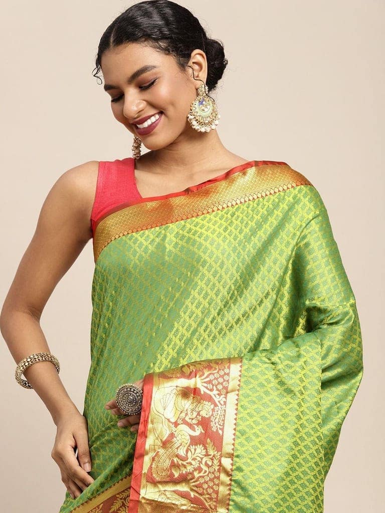 Women's Pure Banarasi Silk Woven Saree With Unstiched Blouse Piece view 3
