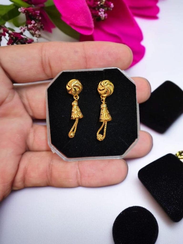 Premium Micro-Polished Daily Wear Gold-Plated Long Drop Earrings | Lightweight Traditional Women Earrings view 3