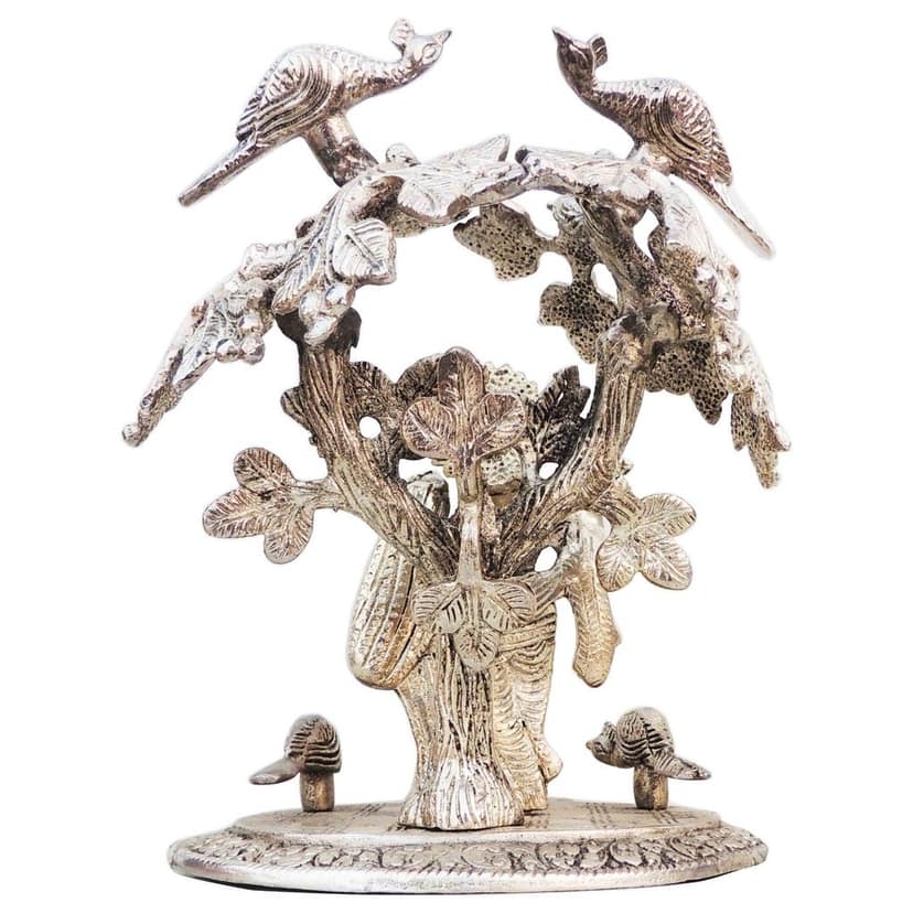Aluminium Radha Krishna Idol ? Silver Finish Religious Showpiece, Height : 8 Inch (ASMAS161 S) view 3