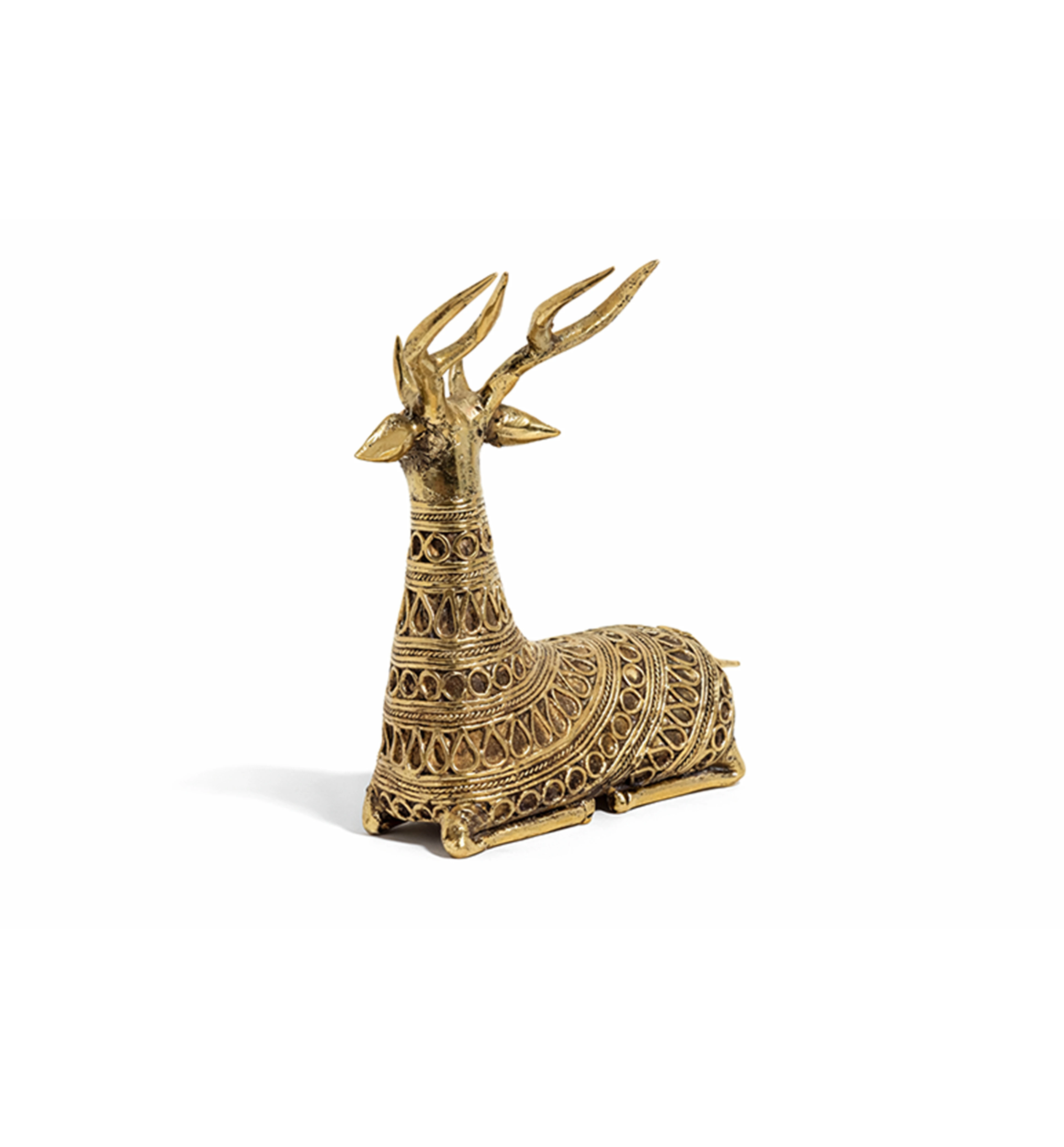 Handcrafted Bhareva Brass Tribal Deer Large Showpiece view 6