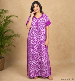 Handcrafted Batik Print Cotton Gown