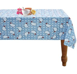 AIRWILL 100% Cotton Printed Pattern 4 Seater Square Table Cover Sized, 56x56 inches (Blue, Pack of 1)