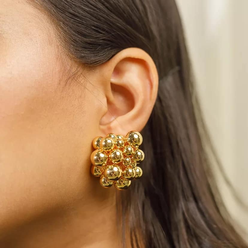 Golden Cluster Stud Earrings