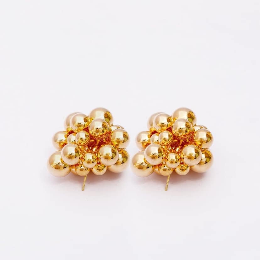 Golden Cluster Stud Earrings view 3