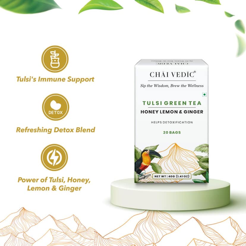 Chai Vedic | Honey Lemon Ginger | Green Tea | Tea Bags | Tea Powder view 6