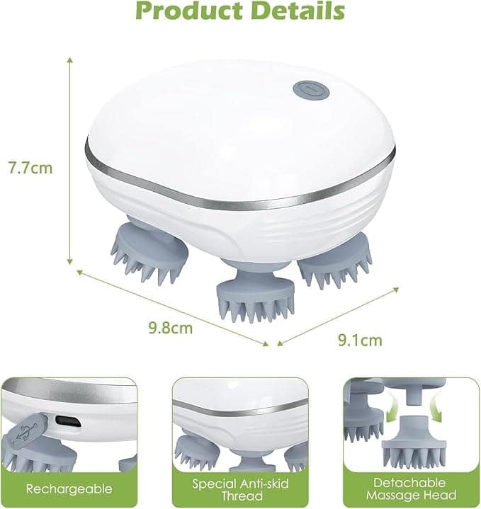 Electric Scalp Massager, Promotes Hair Growth,Waterproof Handheld Portable Cordless Smart Scalp Massager, Head Scratcher for Full Body Massage, Deep Clean and Stress Relax view 3