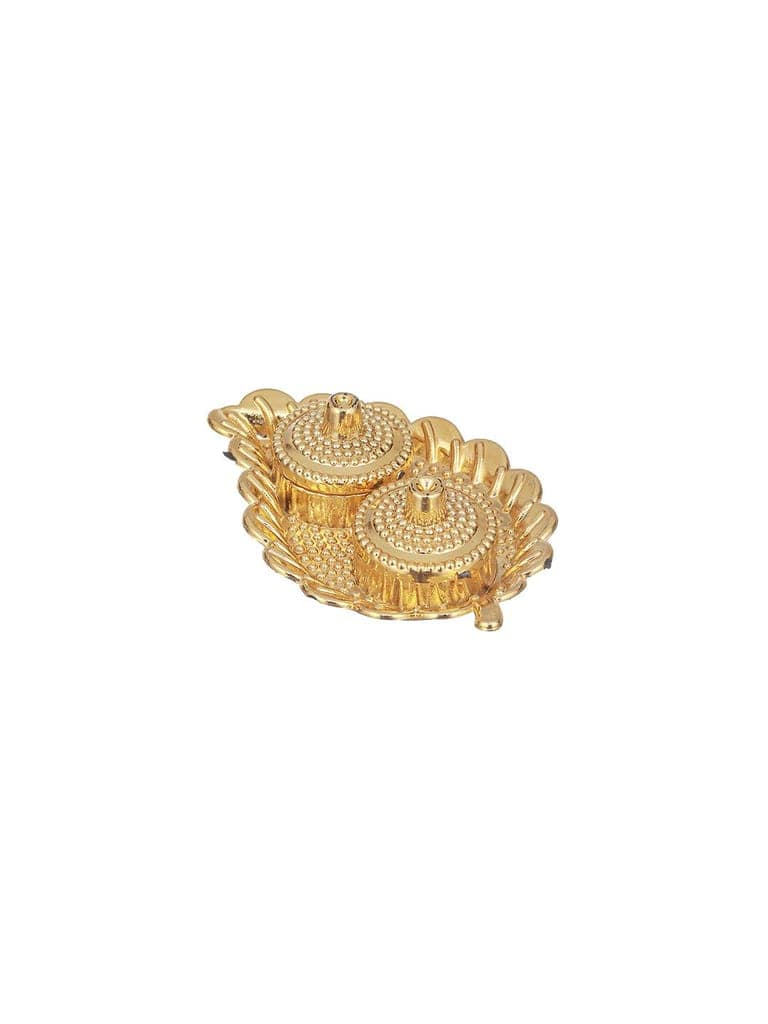 Set of 2 Designer Red Kundan Zardozi Handcrafted Lumba Rakhi Set With Roli Chawal Pooja Plate For Bhai & Bhabhi view 9