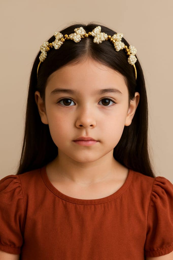 Handcrafted Floral Pearl Embellished Black Hairband view 4