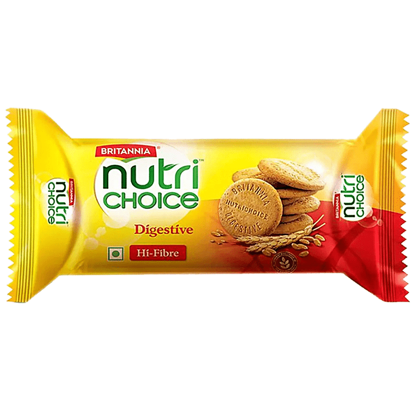 Britannia Nutrichoice Digestive High Fibre Biscuits - Made From Whole Wheat & Bran, Healthy Snack, 100 G(Savers Retail) view 2