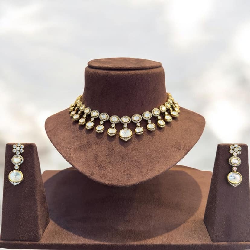 Kundan Choker Necklace Set By Dia Art Jewels view 3