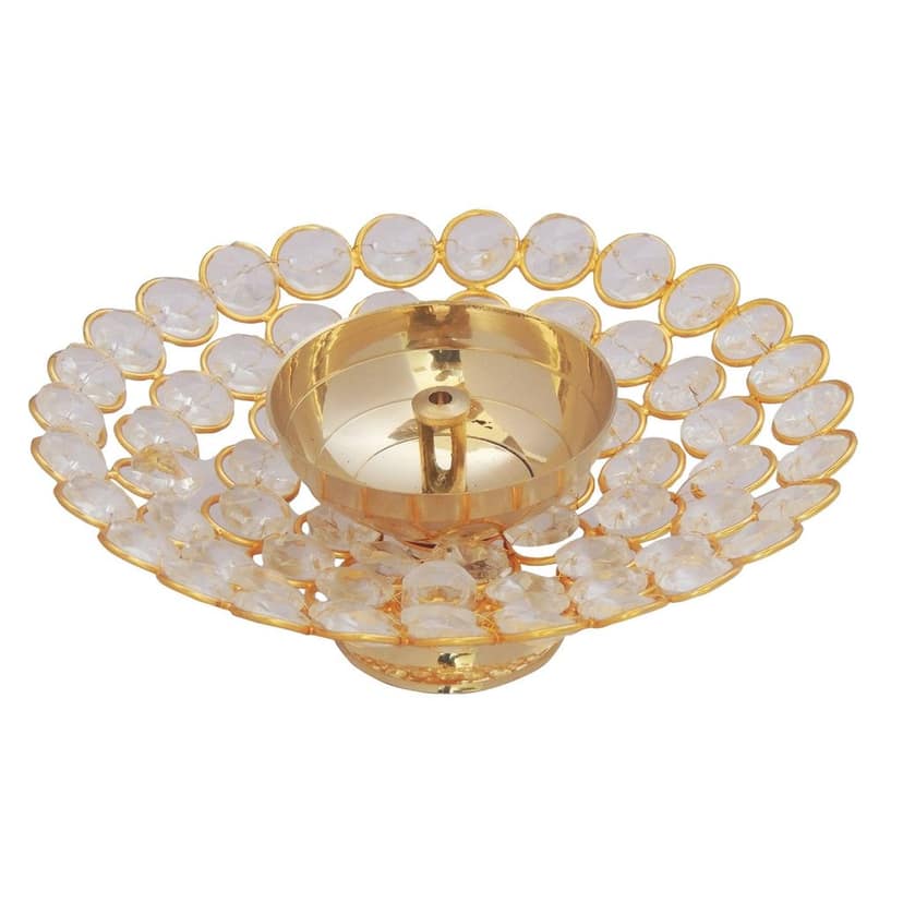 Brass Round Crystal Diya No. 3 (ZMAS217 C) view 2
