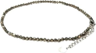 Aatm Natural Pyrite Anklet for Women - Genuine Faceted Pyrite Beads with Heart Charm - Adjustable Payal for Everyday Wear and Gifting