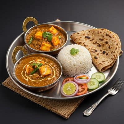 Dal Makhani + Shahi Paneer + Rice + Laccha Paratha (1pc) + Salad