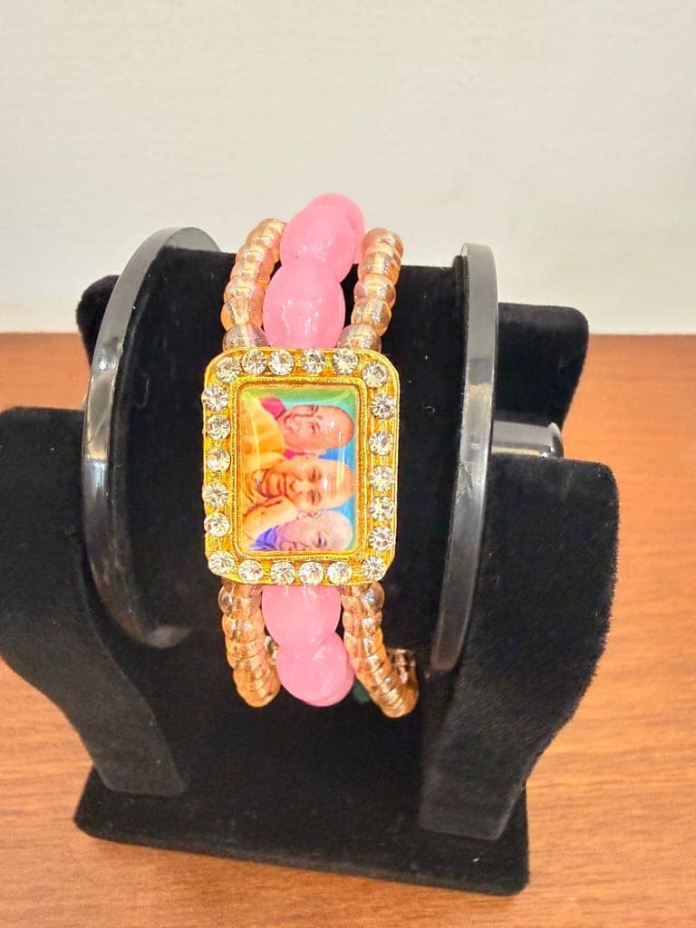 guru ji pink band crystal rhinestone charm