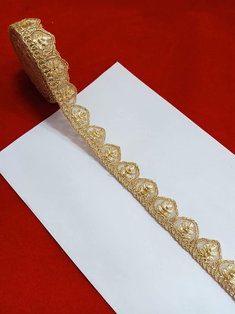 Sewing Perfection:Water Gold-Color & Zari Embroidered Lace Border Material 9 Meter, Pack of 1 view 2
