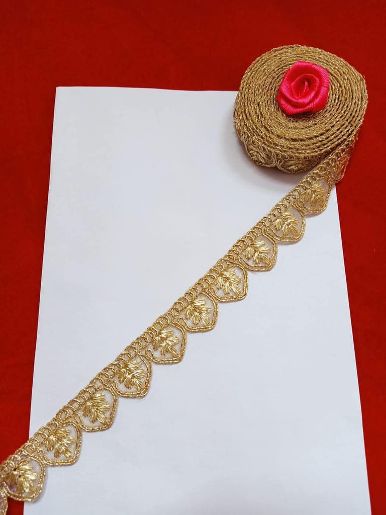 Sewing Perfection:Water Gold-Color & Zari Embroidered Lace Border Material 9 Meter, Pack of 1 view 3