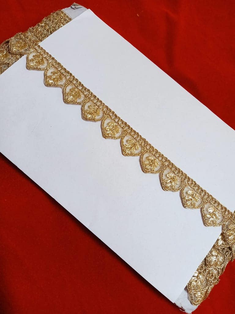 Sewing Perfection:Water Gold-Color & Zari Embroidered Lace Border Material 9 Meter, Pack of 1 view 4