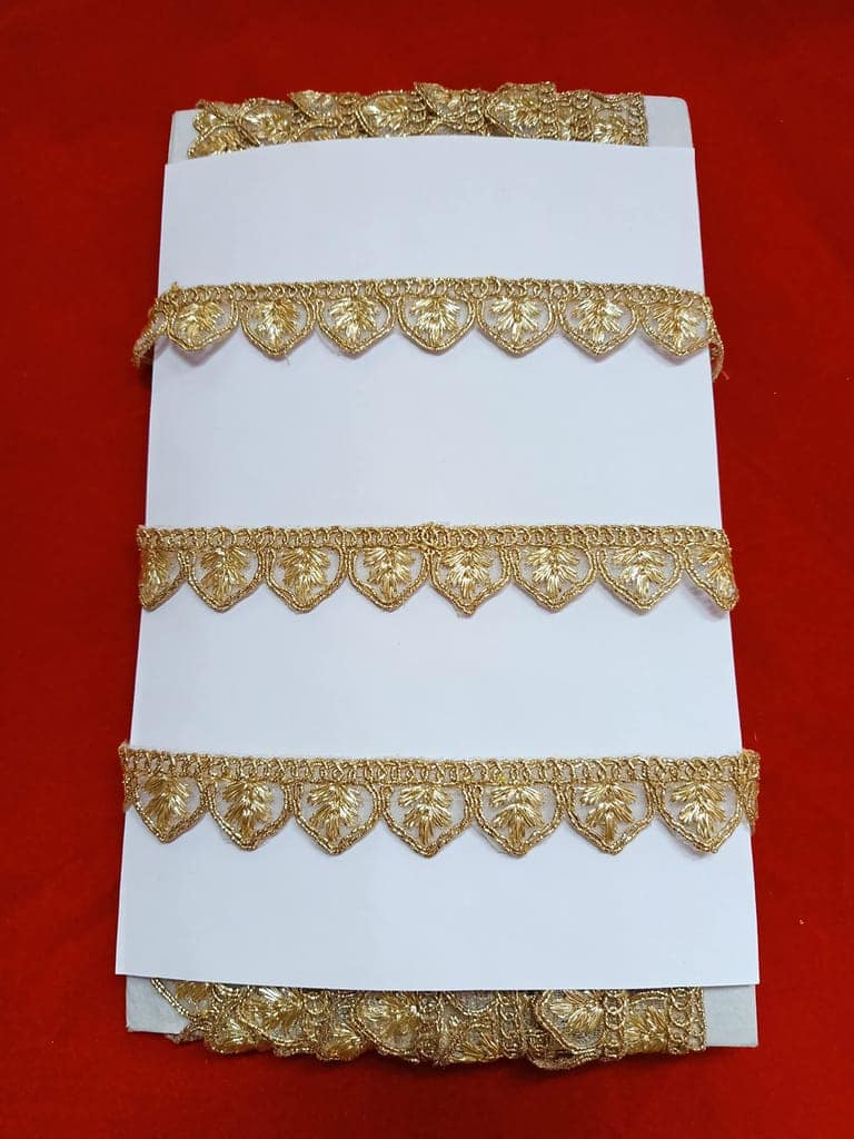 Sewing Perfection:Water Gold-Color & Zari Embroidered Lace Border Material 9 Meter, Pack of 1 view 6