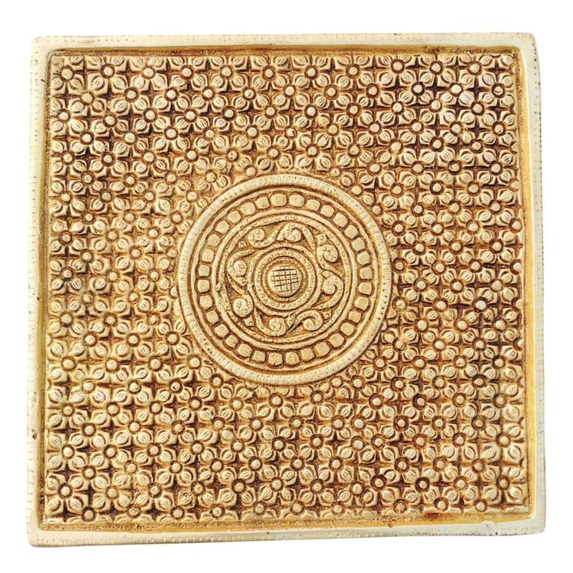 Brass Square Chowki God Idol Stand - Decorative Puja Showpiece, Length : 8 Inch (BSMAS1674 E) view 3