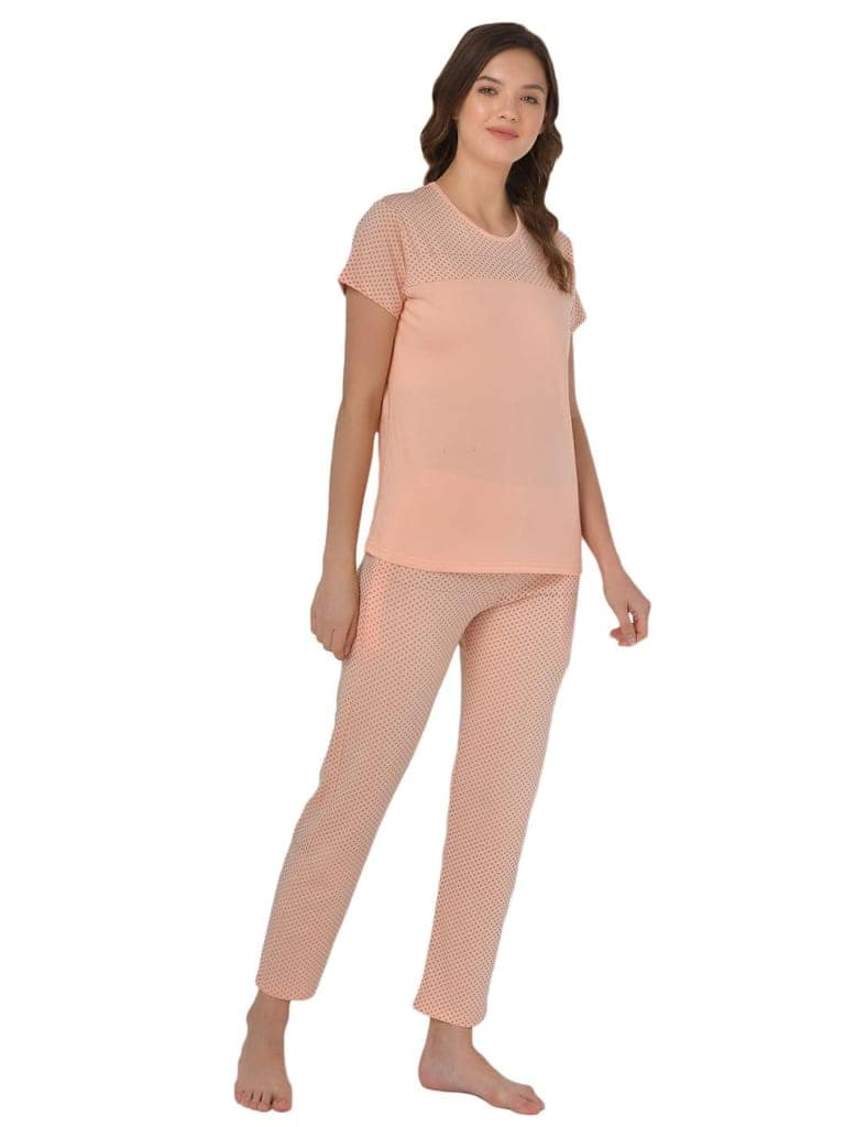 Klamotten Women's Peach Allover Printed Top Pyjama Set N33H view 3